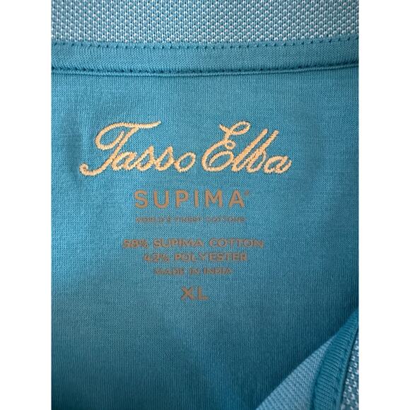 Tasso Elba Supima Cotton Blend LS Luxury Polo Shirt XL Menthol Blue NWT $59.50 - Picture 6 of 8